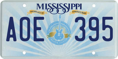 MS license plate AOE395