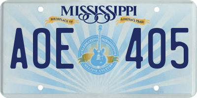 MS license plate AOE405