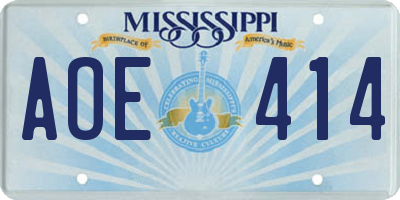 MS license plate AOE414