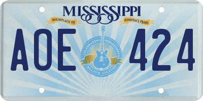 MS license plate AOE424