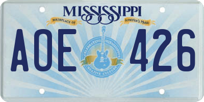 MS license plate AOE426