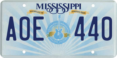 MS license plate AOE440