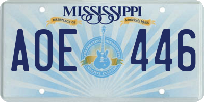 MS license plate AOE446