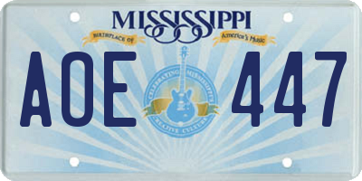 MS license plate AOE447