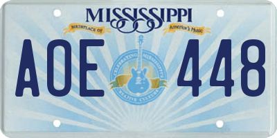 MS license plate AOE448