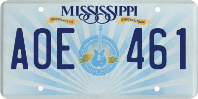 MS license plate AOE461