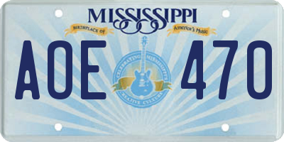 MS license plate AOE470
