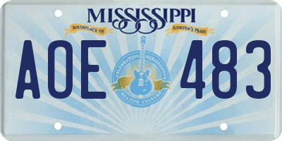 MS license plate AOE483