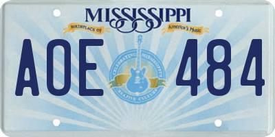 MS license plate AOE484