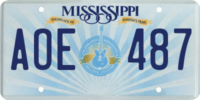 MS license plate AOE487