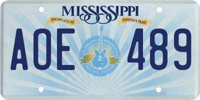 MS license plate AOE489