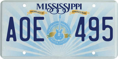 MS license plate AOE495