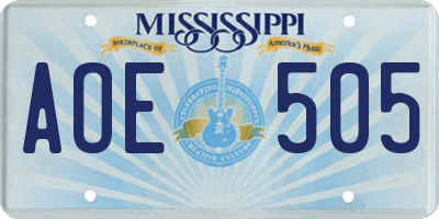 MS license plate AOE505