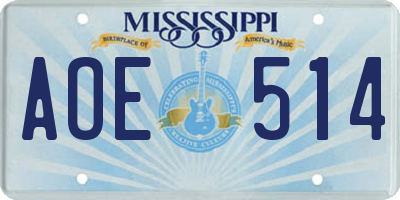 MS license plate AOE514