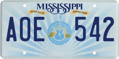 MS license plate AOE542