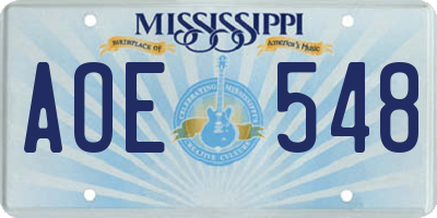 MS license plate AOE548