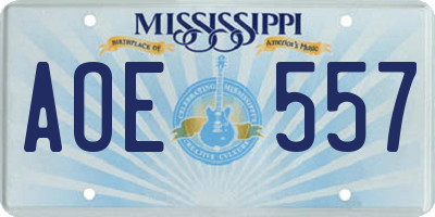 MS license plate AOE557