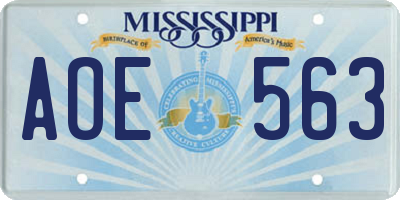 MS license plate AOE563