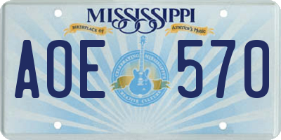 MS license plate AOE570
