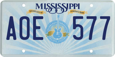 MS license plate AOE577