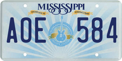 MS license plate AOE584