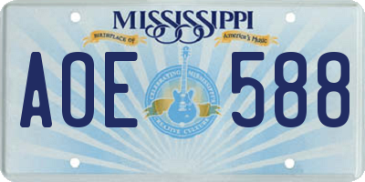 MS license plate AOE588