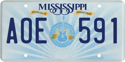 MS license plate AOE591
