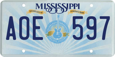 MS license plate AOE597
