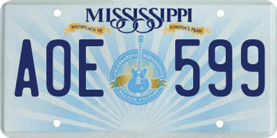 MS license plate AOE599