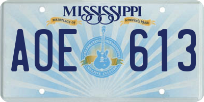 MS license plate AOE613