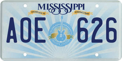 MS license plate AOE626