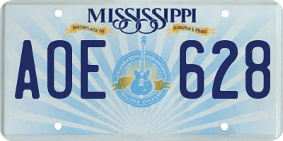 MS license plate AOE628