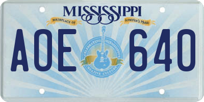 MS license plate AOE640