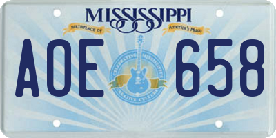 MS license plate AOE658