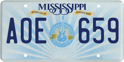 MS license plate AOE659