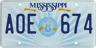 MS license plate AOE674