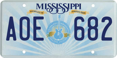 MS license plate AOE682