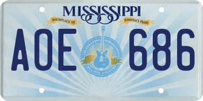MS license plate AOE686