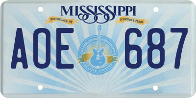 MS license plate AOE687