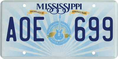 MS license plate AOE699