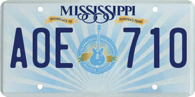 MS license plate AOE710