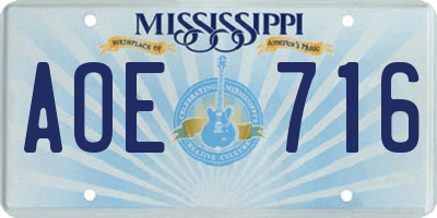 MS license plate AOE716