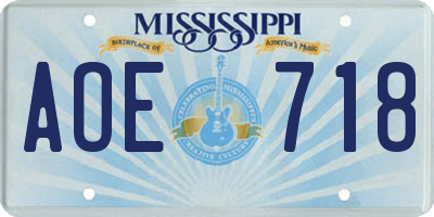 MS license plate AOE718