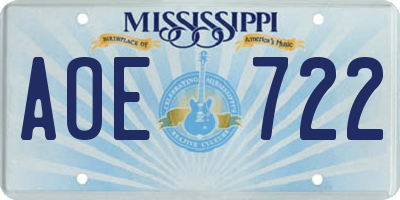 MS license plate AOE722