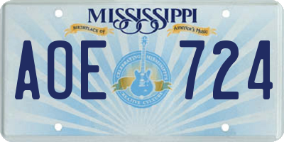 MS license plate AOE724