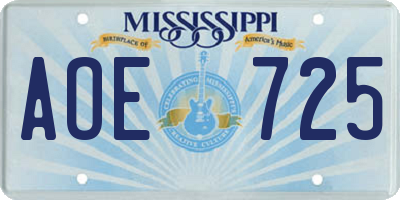MS license plate AOE725