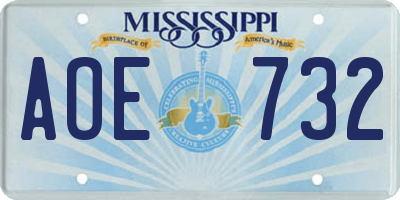 MS license plate AOE732