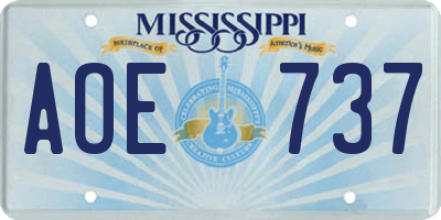 MS license plate AOE737