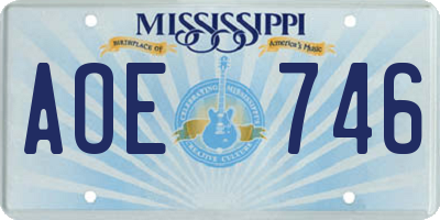 MS license plate AOE746