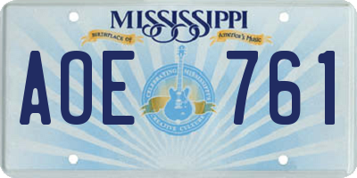 MS license plate AOE761